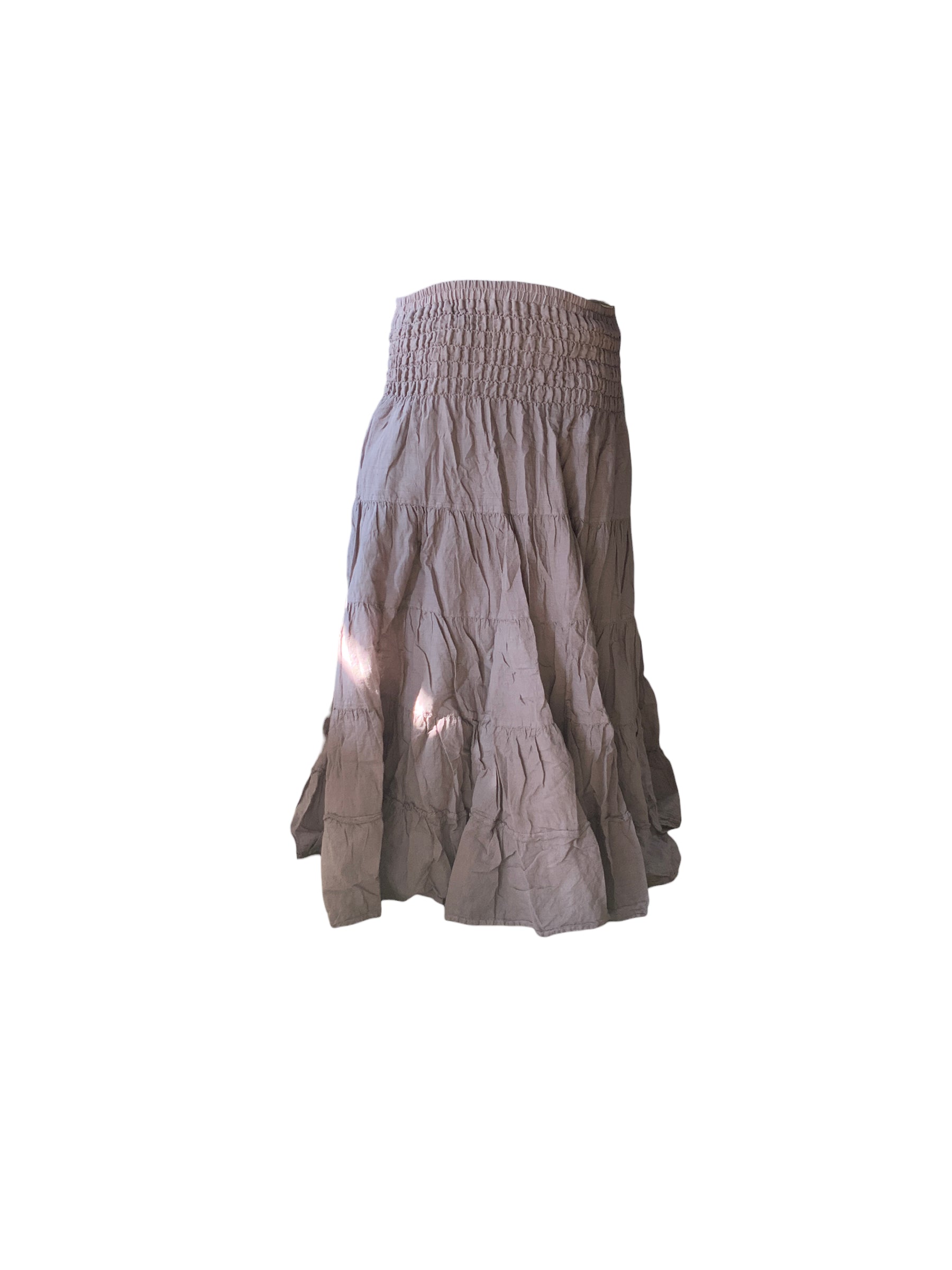 Buff Cotton Voile Tiered Skirt