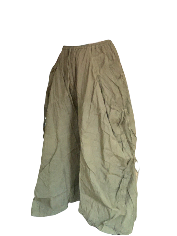 Olive Cotton Voile Tashi Versatile Pants/Skirt