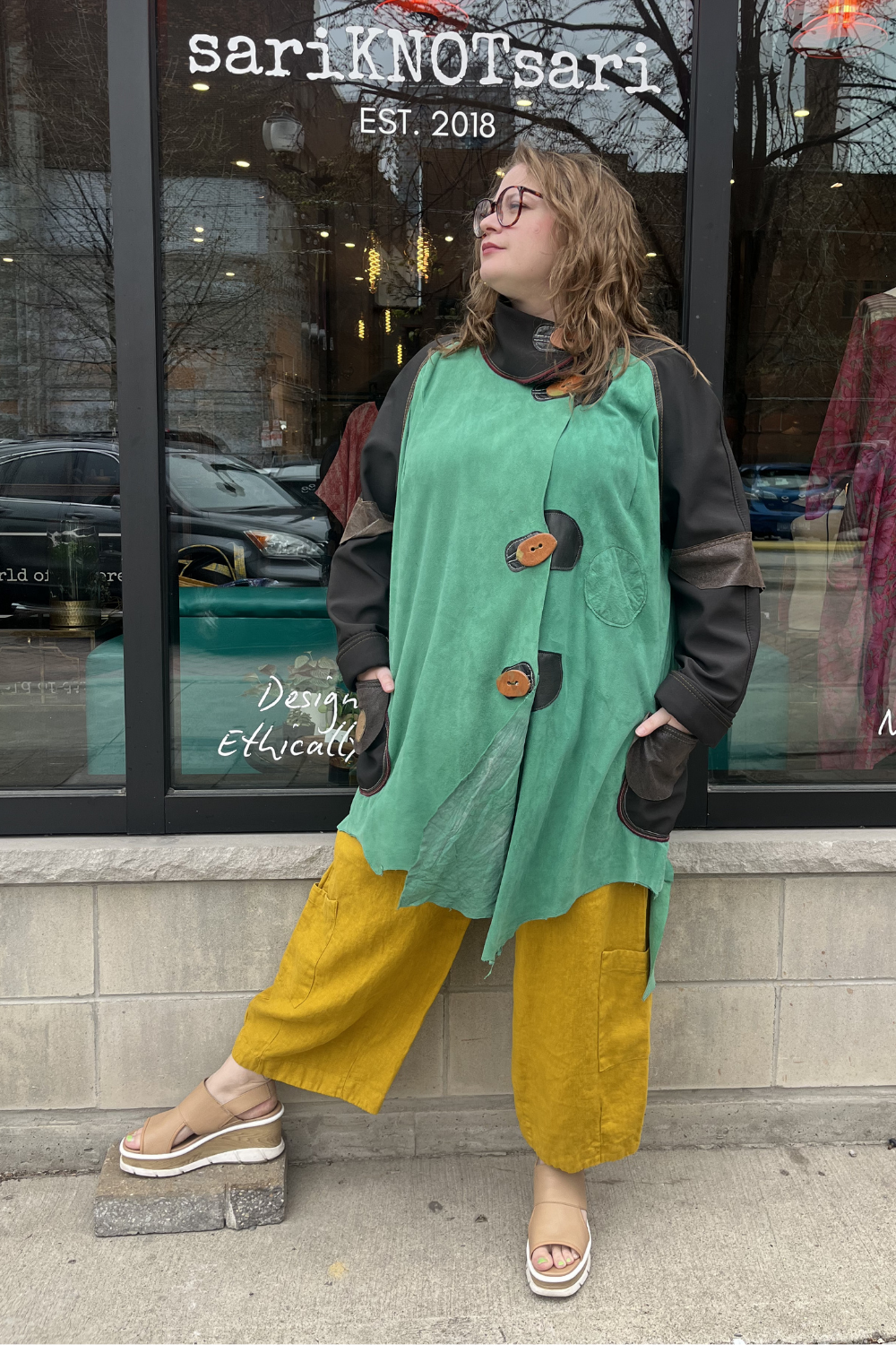 Leaf Green Lamb Suede Jacket by Pepin Designs #31