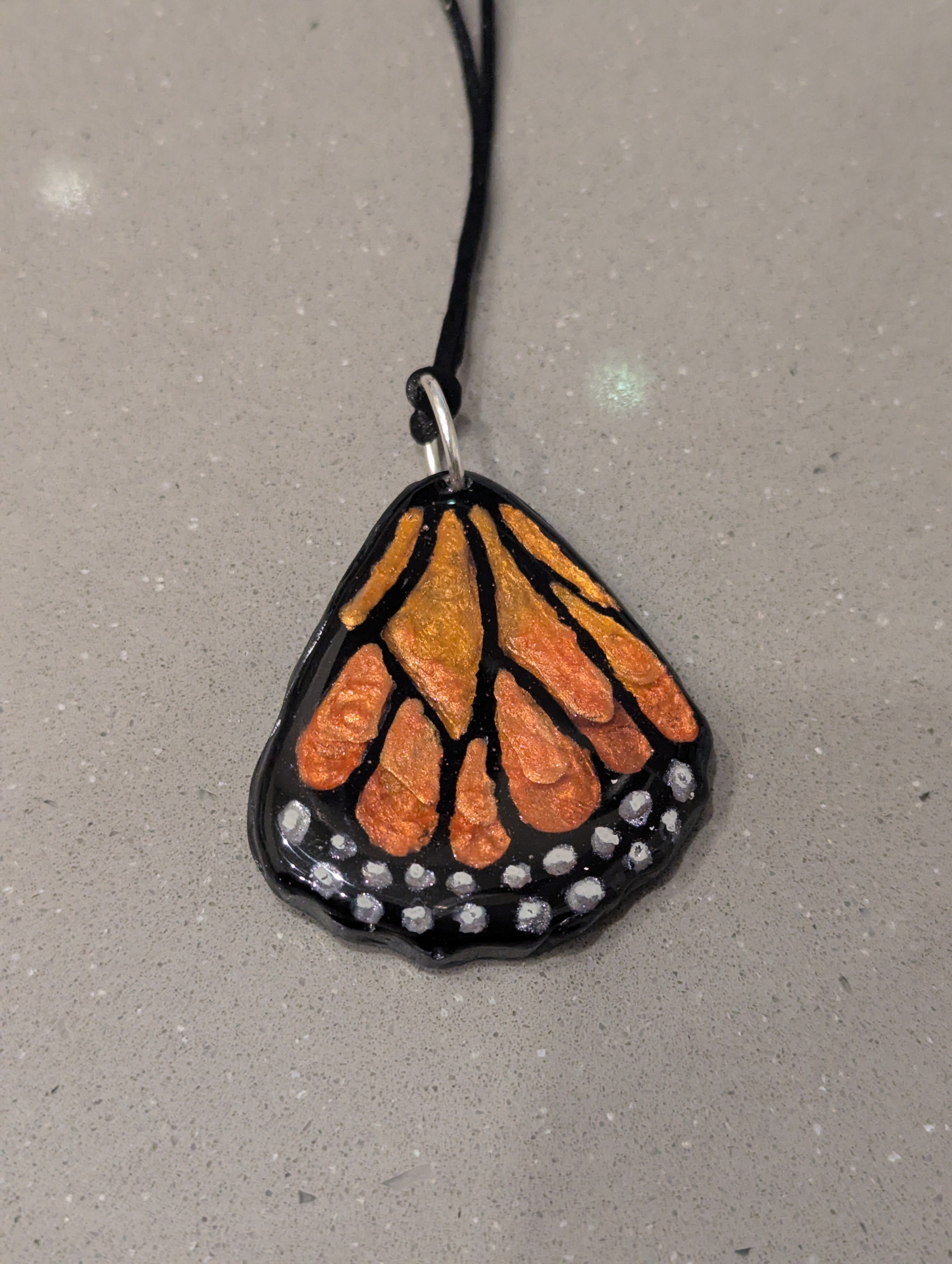 Orange Butterfly Wing Necklace