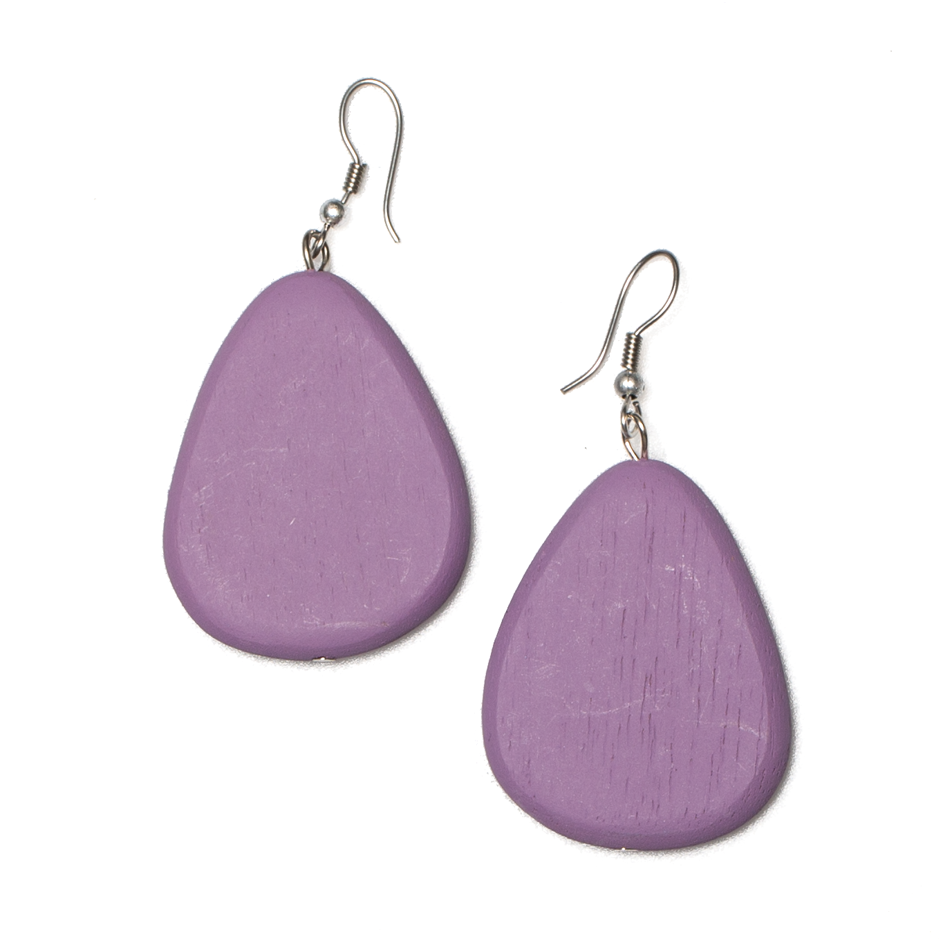 Lilac Wooden Pebble Earrings
