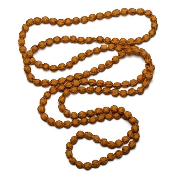 Mustard Extra Long Fabric Ball Necklace