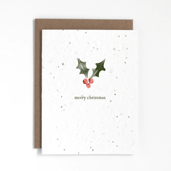 Plantable Holiday Greenery "Merry Christmas" Greeting Card