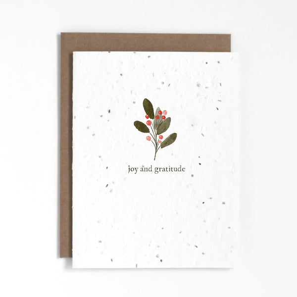 Plantable Holiday Greenery "Joy & Gratitude" Greeting Card