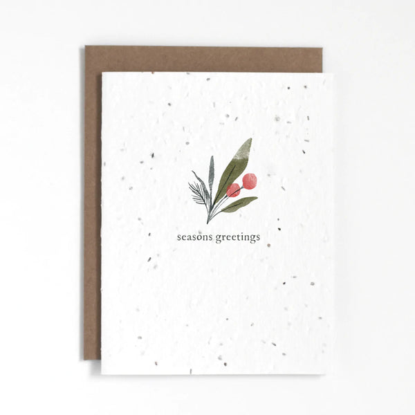 Plantable Holiday Greenery "Seasons Greetings" Greeting Card