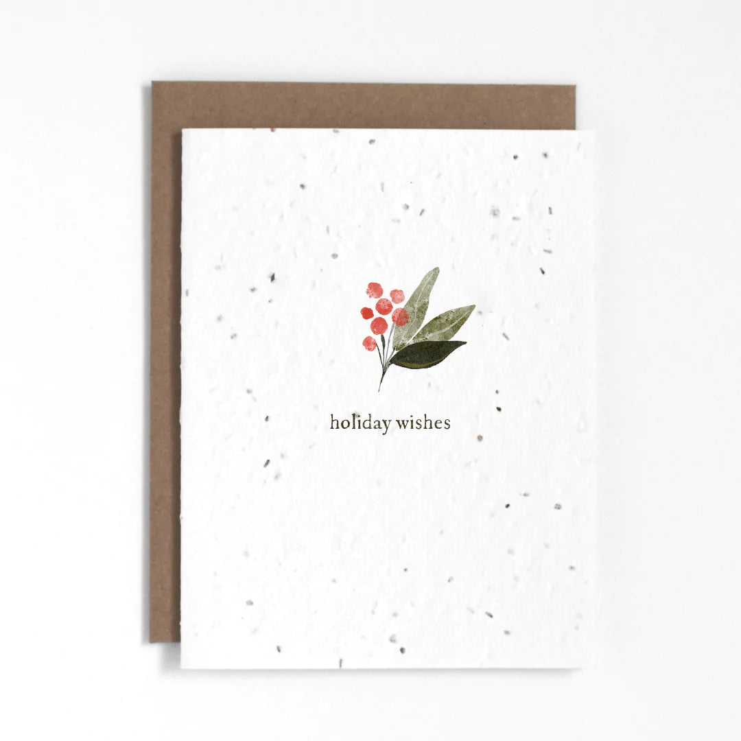 Plantable Holiday Greenery "Holiday Wishes" Greeting Card
