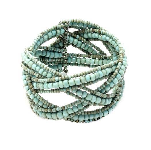 Turquoise Braided Beaded Cuff