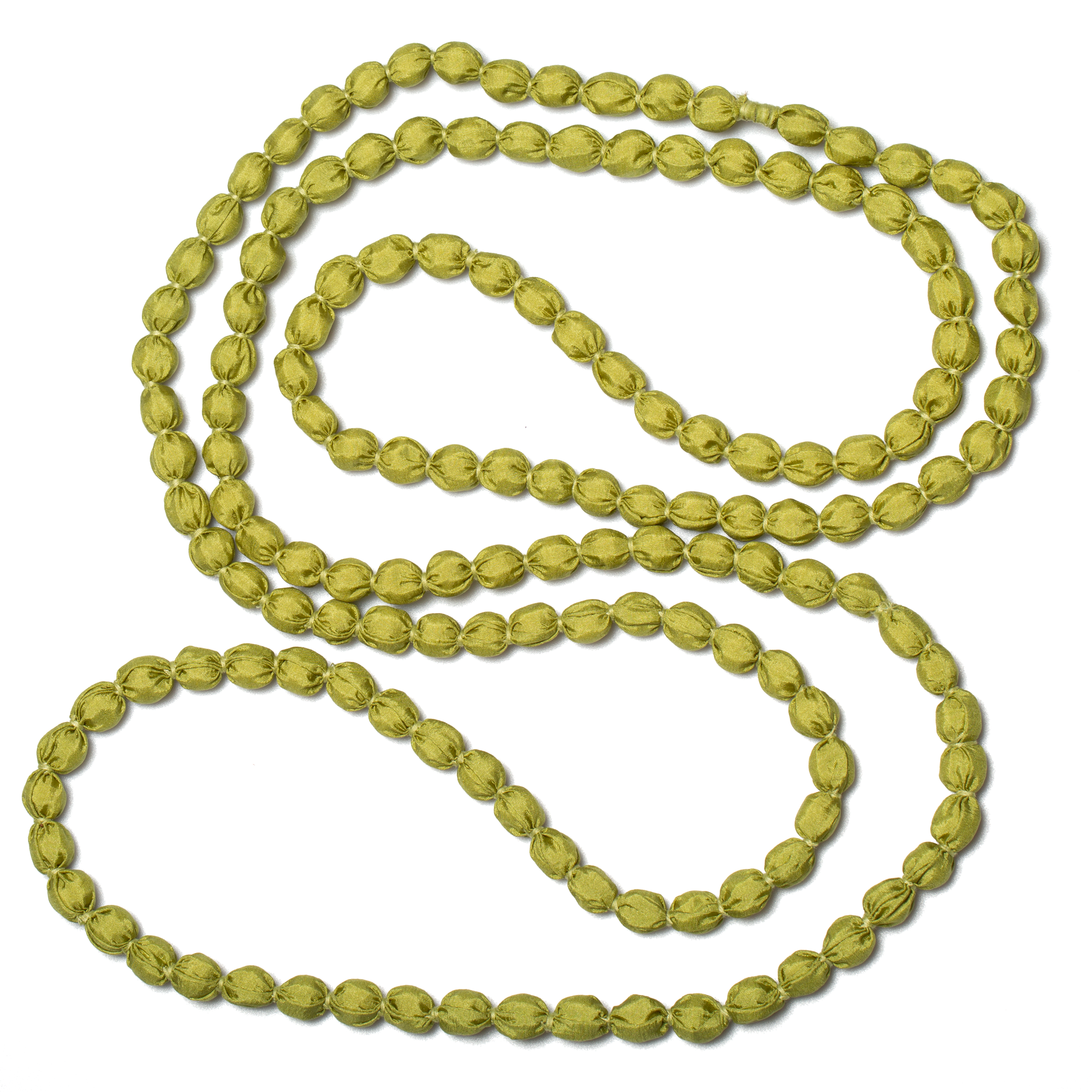Chartreuse Extra Long Fabric Ball Necklace