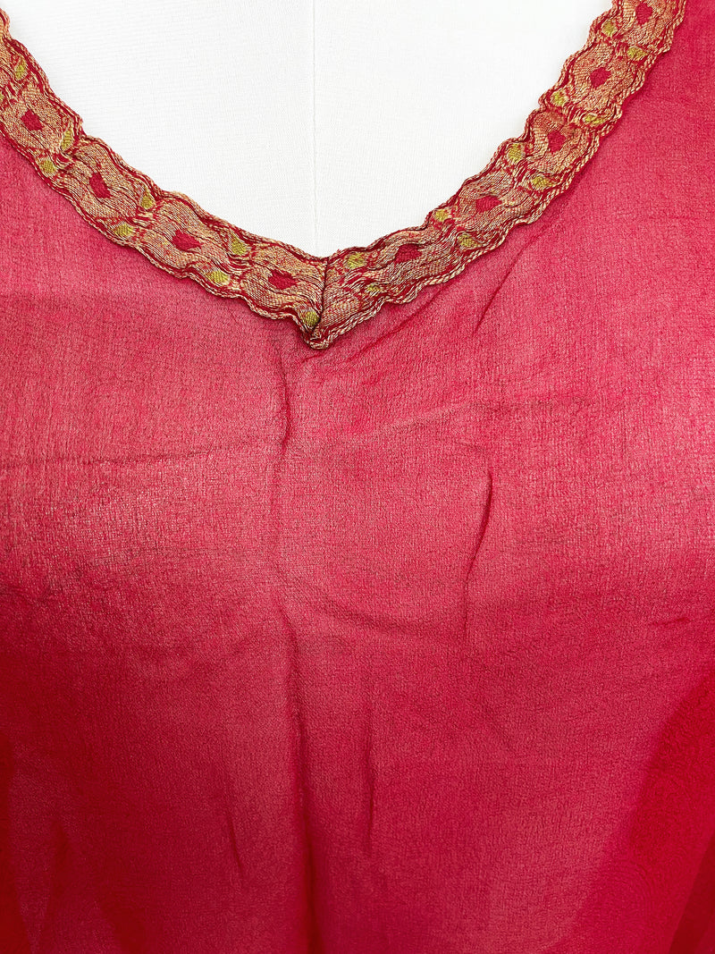 Palasini Sheer Pure Silk Front Tie Top - sariKNOTsari slow fashion bryn walker linen Hamilton sustainable fashion gifts sari not sari Hamilton Fair trade  Ethical  Artisan made  Zero waste  Up-cycled Slow Fashion  Handmade  GTA Toronto Copper Pure Upcycled vintage silk handmade recycled recycle copper pure silk travel clothing hamilton vacation cruisewear resortwear bathing suit bathingsuit vacation etsy silk clothing gifts gift dress top pants linen bryn walker alive intentions kaarigar elephants