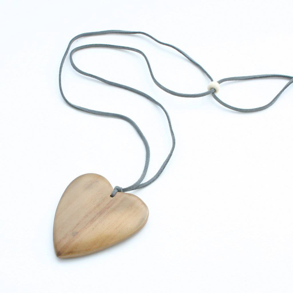 Bronze Simple Wooden Heart  Necklace
