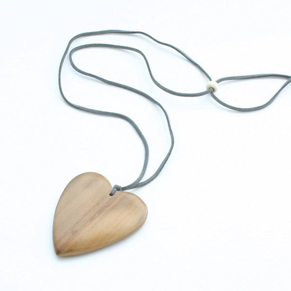 Bronze Simple Wooden Heart  Necklace