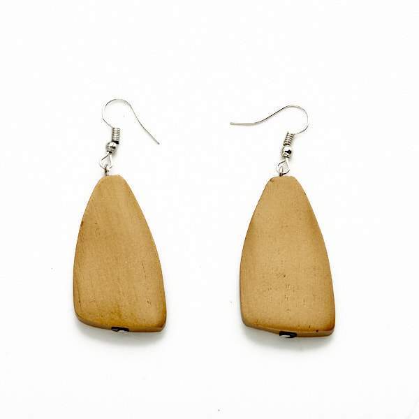 Bronze Oblong Wooden Earrings - sariKNOTsari slow fashion bryn walker linen Hamilton sustainable fashion gifts sari not sari Hamilton Fair trade  Ethical  Artisan made  Zero waste  Up-cycled Slow Fashion  Handmade  GTA Toronto Copper Pure Upcycled vintage silk handmade recycled recycle copper pure silk travel clothing hamilton vacation cruisewear resortwear bathing suit bathingsuit vacation etsy silk clothing gifts gift dress top pants linen bryn walker alive intentions kaarigar elephants