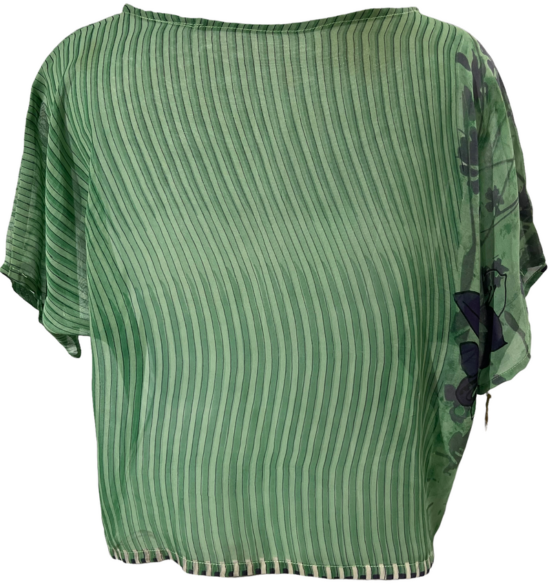 PRGM1533 Hymettus Sheer Pure Silk Boxy Top - sariKNOTsari slow fashion bryn walker linen Hamilton sustainable fashion gifts sari not sari Hamilton Fair trade  Ethical  Artisan made  Zero waste  Up-cycled Slow Fashion  Handmade  GTA Toronto Copper Pure Upcycled vintage silk handmade recycled recycle copper pure silk travel clothing hamilton vacation cruisewear resortwear bathing suit bathingsuit vacation etsy silk clothing gifts gift dress top pants linen bryn walker alive intentions kaarigar elephants