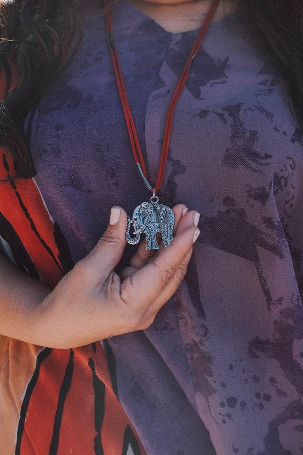 Not-for-Profit Red Suede Necklace With Elephant Pendant