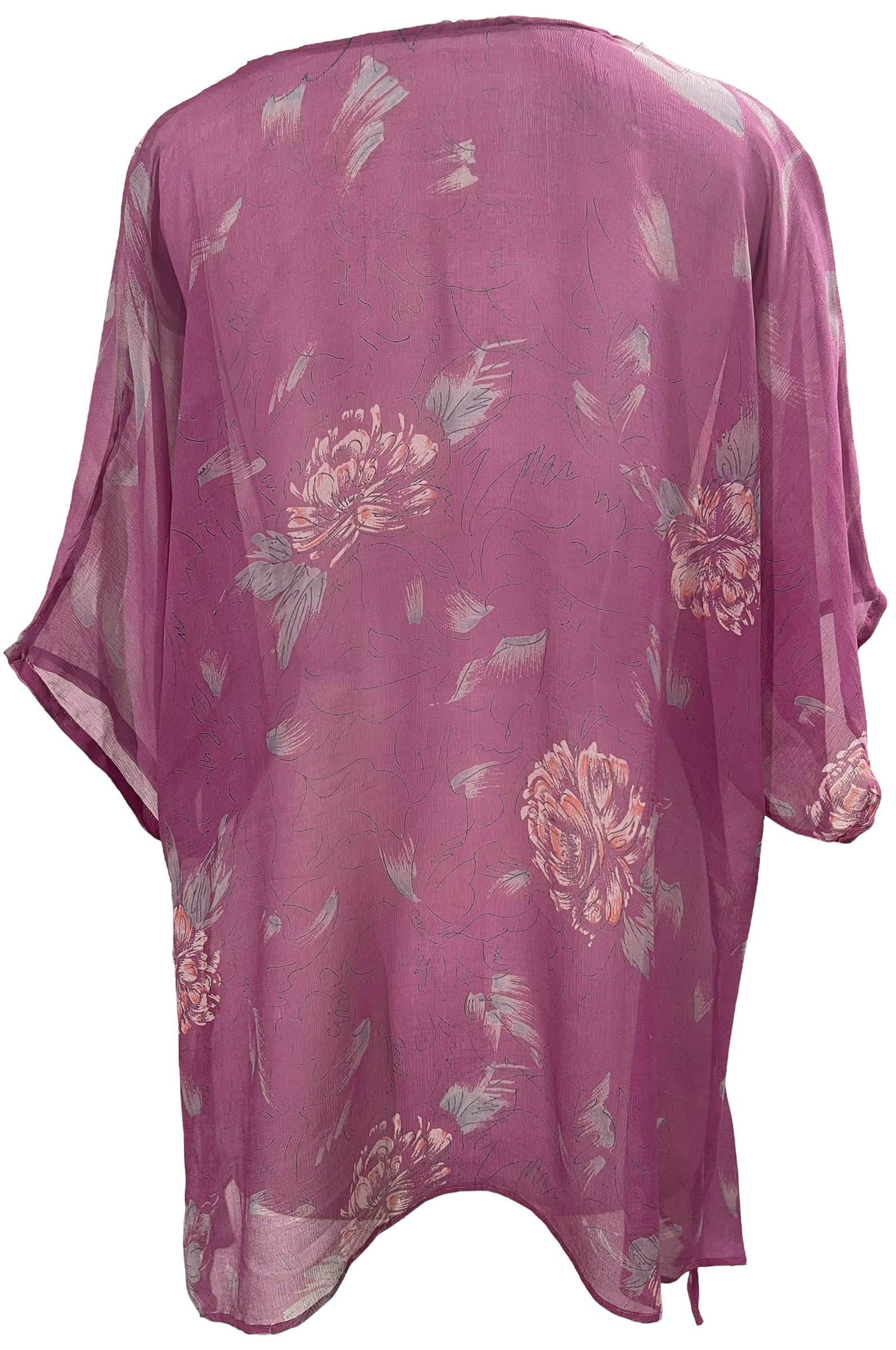 PRG1235 Prologue Sheer Avatar Pure Silk Long Tunic with Side Ties