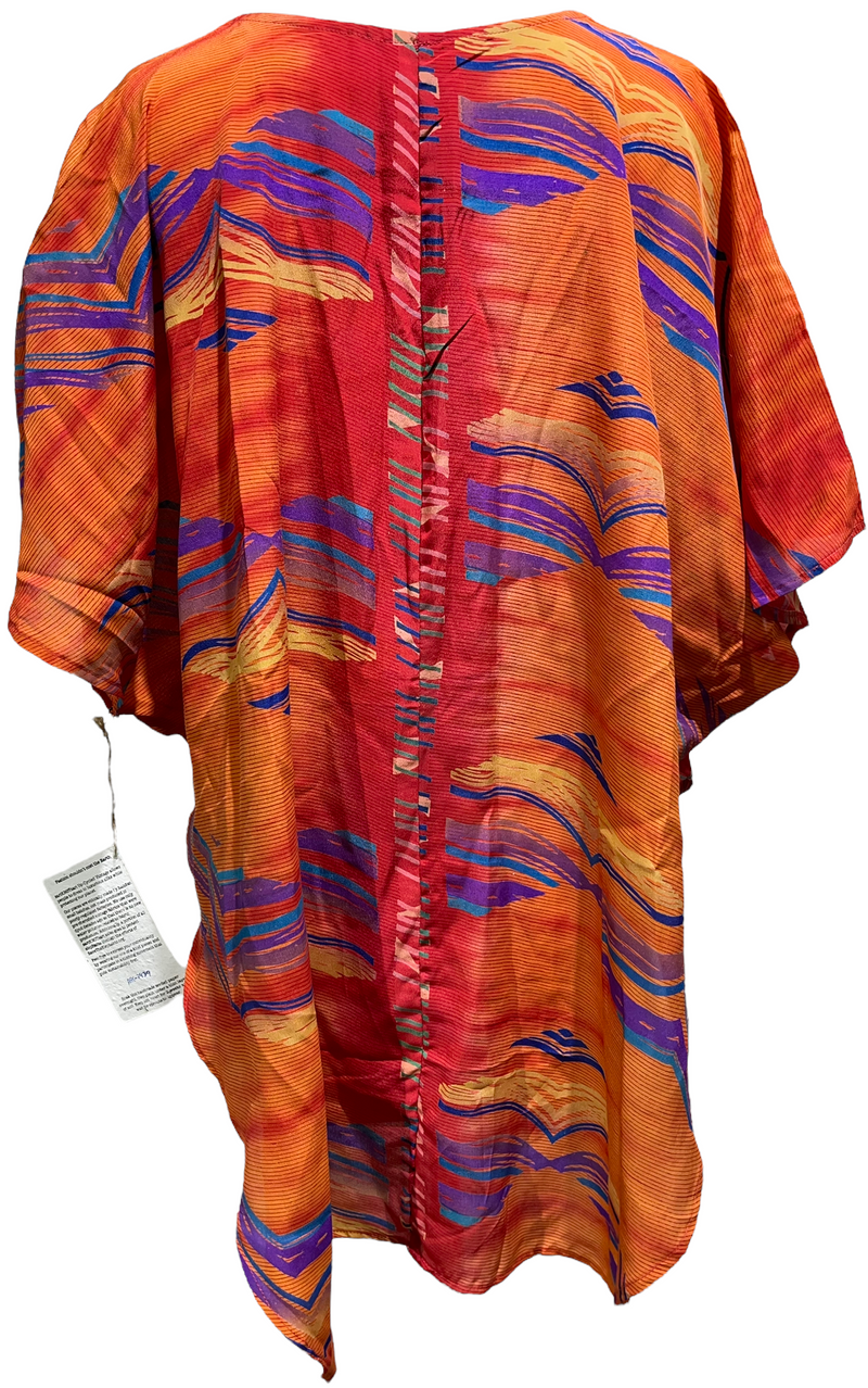 PRC2439 Flores Green Pigeon Avatar Pure Silk Waterfall Top