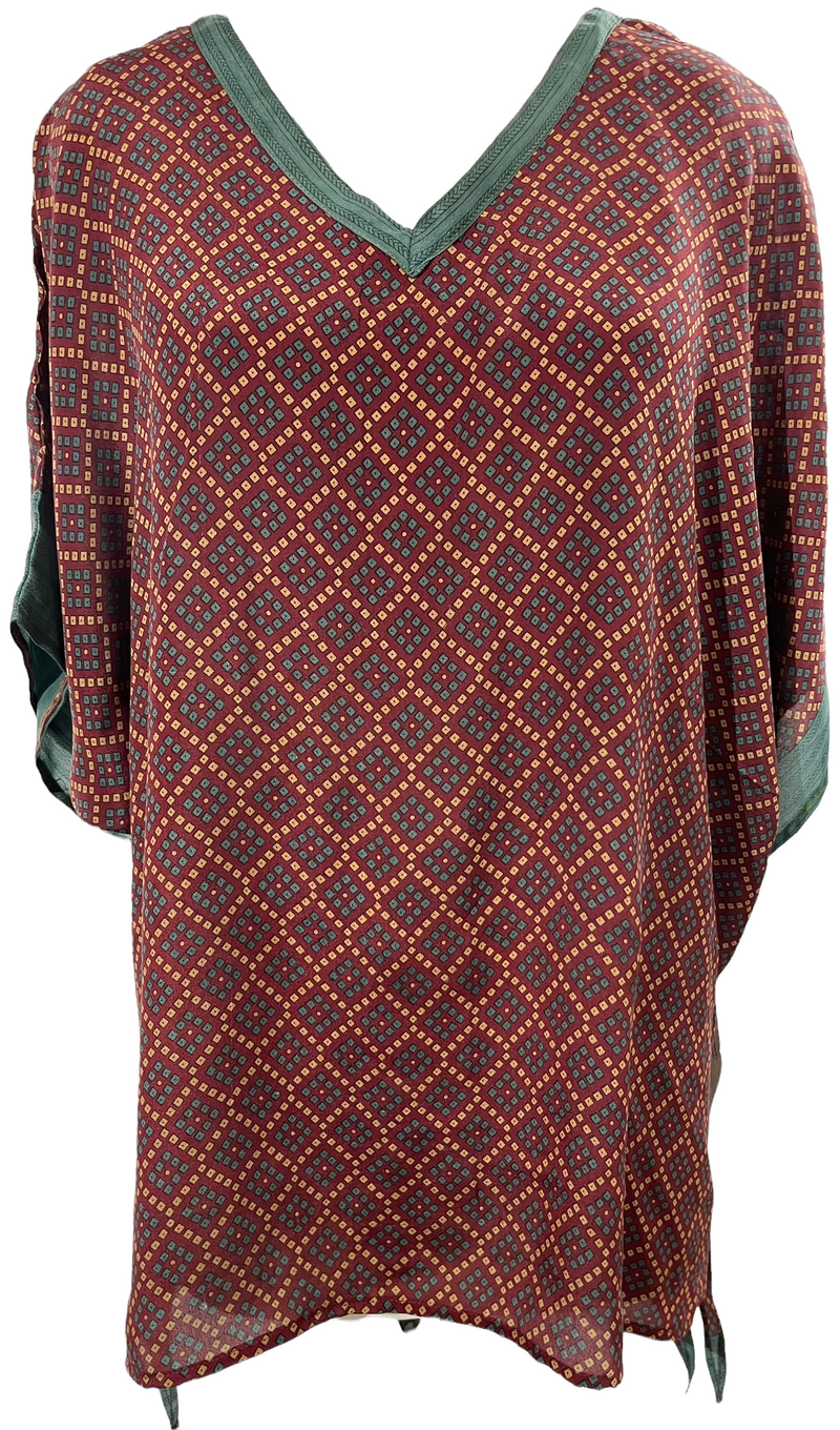 PRC1642 Angelica Pure Silk Long Tunic with Side Ties