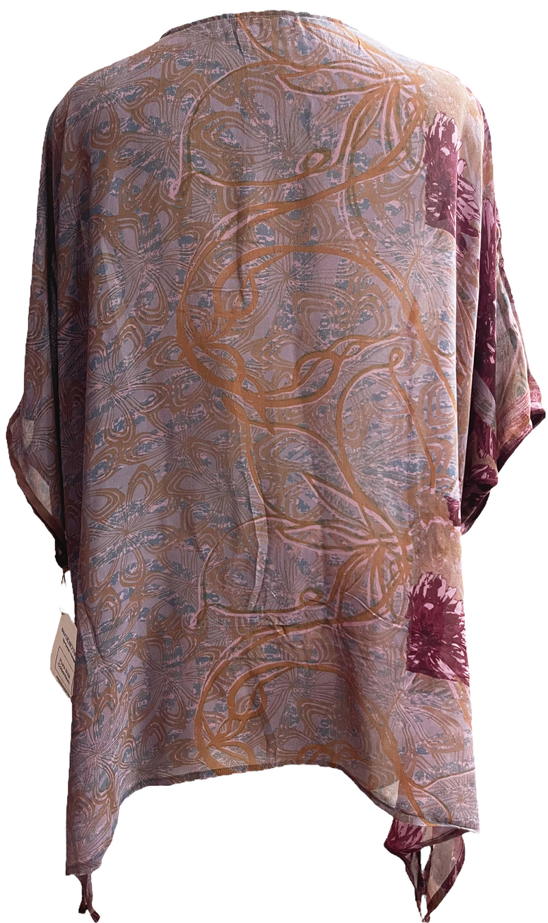 Kandibagh Sheer Pure Silk Long Tunic with Side Ties