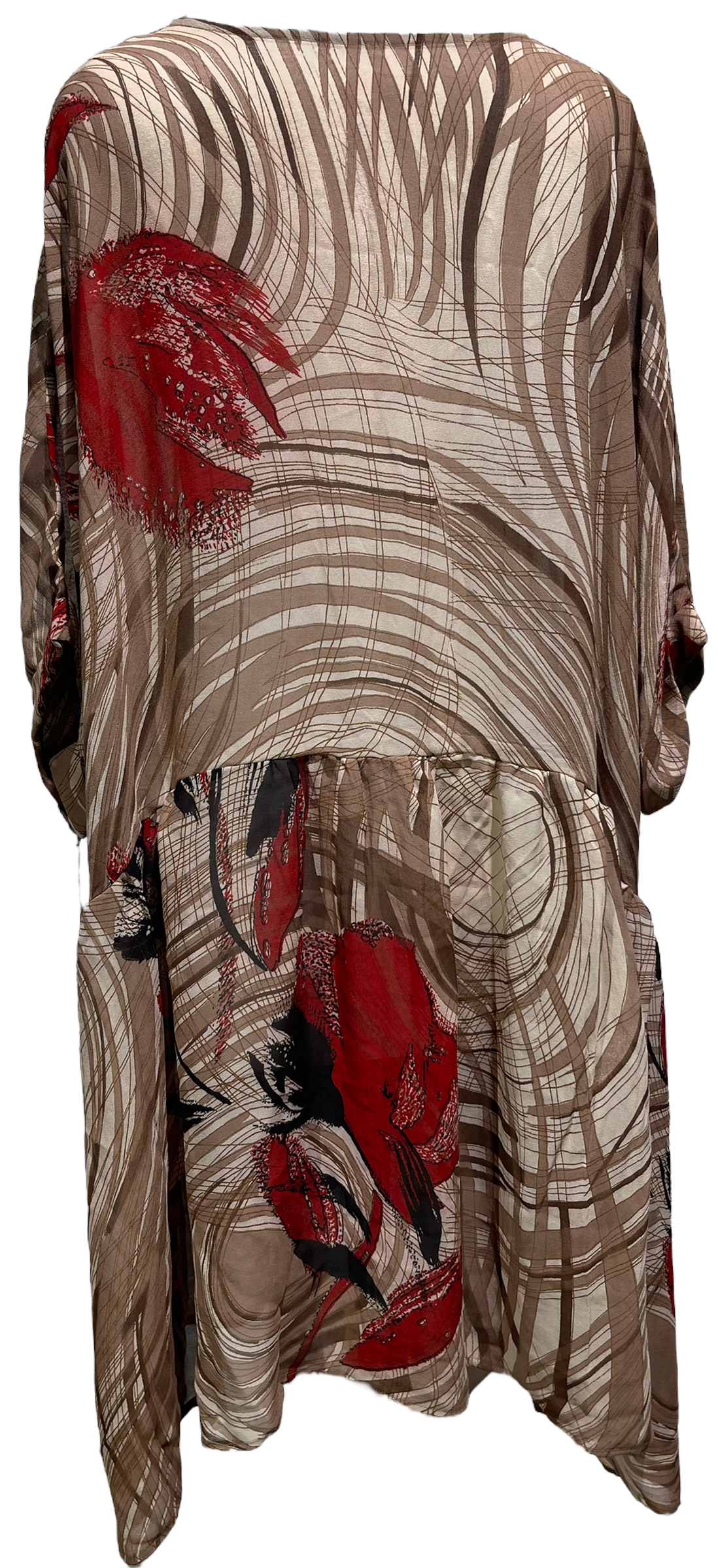 PRG2298 Dusky Broadbill Sheer Avatar Pure Silk Boxy Babydoll Dress