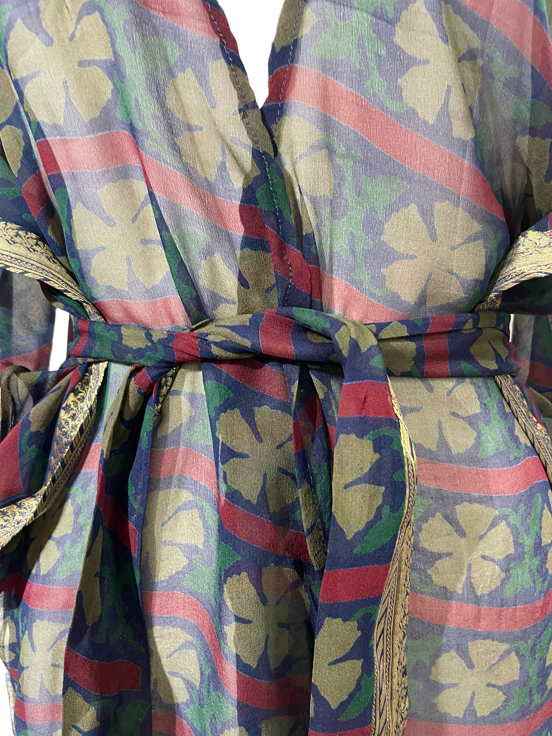 PRG1309 Doctor Butts Sheer Avatar Pure Silk Kimono-Sleevedd Jacket with Belt
