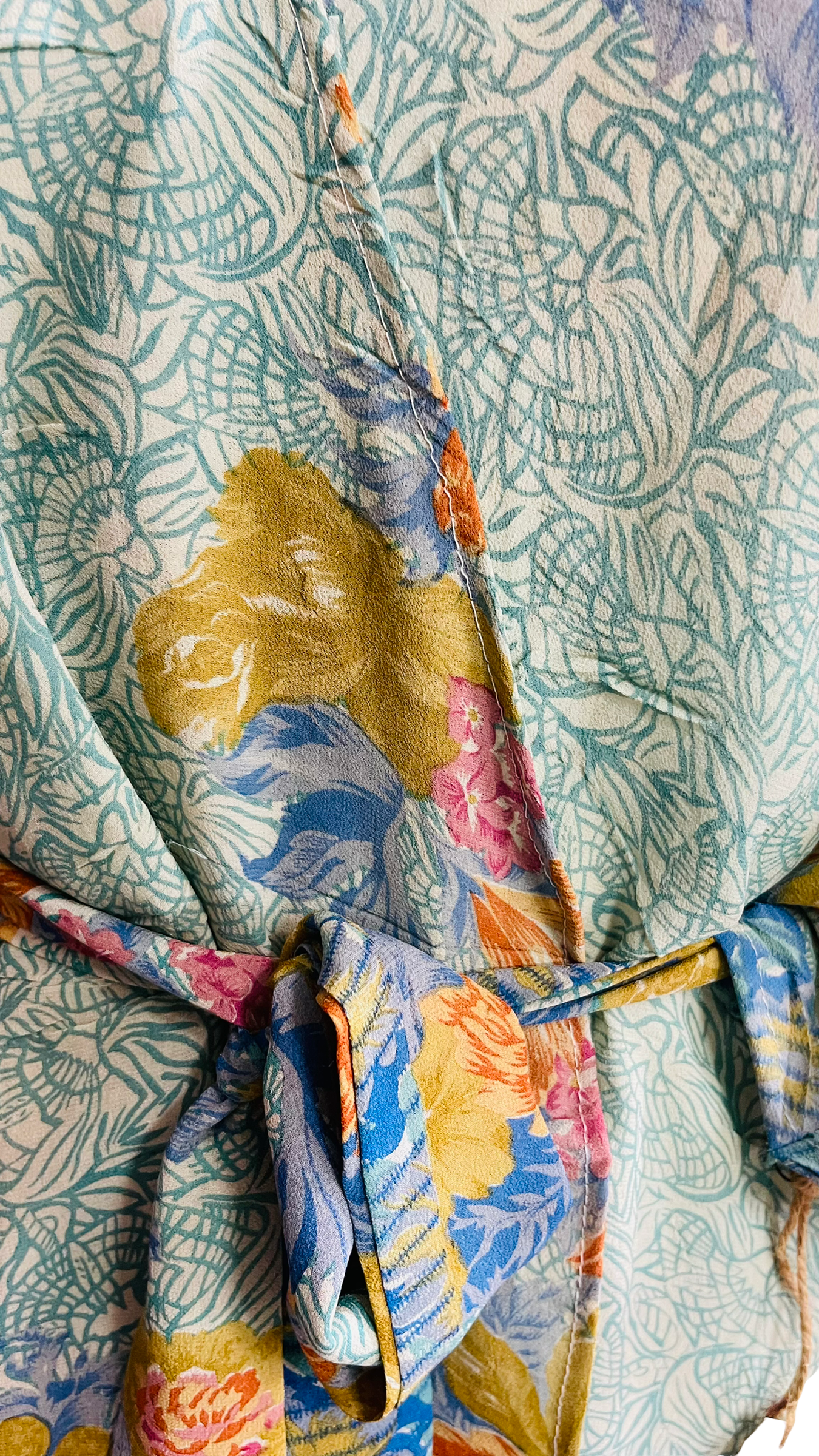 Fox Sheer Avatar Pure Silk Kimono-Sleeved Jacket with Belt