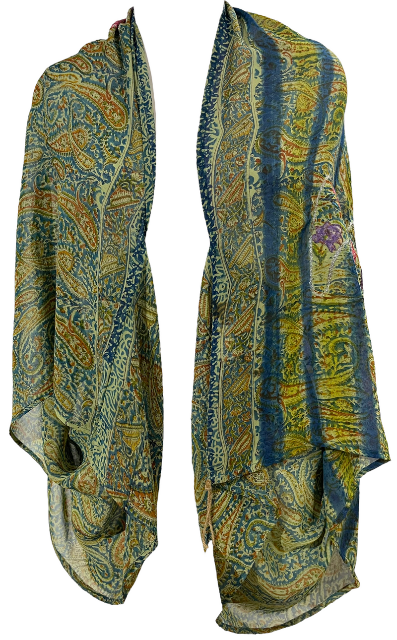 PRG1671 Dardanius Sheer Pure Silk Shrug - sariKNOTsari slow fashion bryn walker linen Hamilton sustainable fashion gifts sari not sari Hamilton Fair trade  Ethical  Artisan made  Zero waste  Up-cycled Slow Fashion  Handmade  GTA Toronto Copper Pure Upcycled vintage silk handmade recycled recycle copper pure silk travel clothing hamilton vacation cruisewear resortwear bathing suit bathingsuit vacation etsy silk clothing gifts gift dress top pants linen bryn walker alive intentions kaarigar elephants