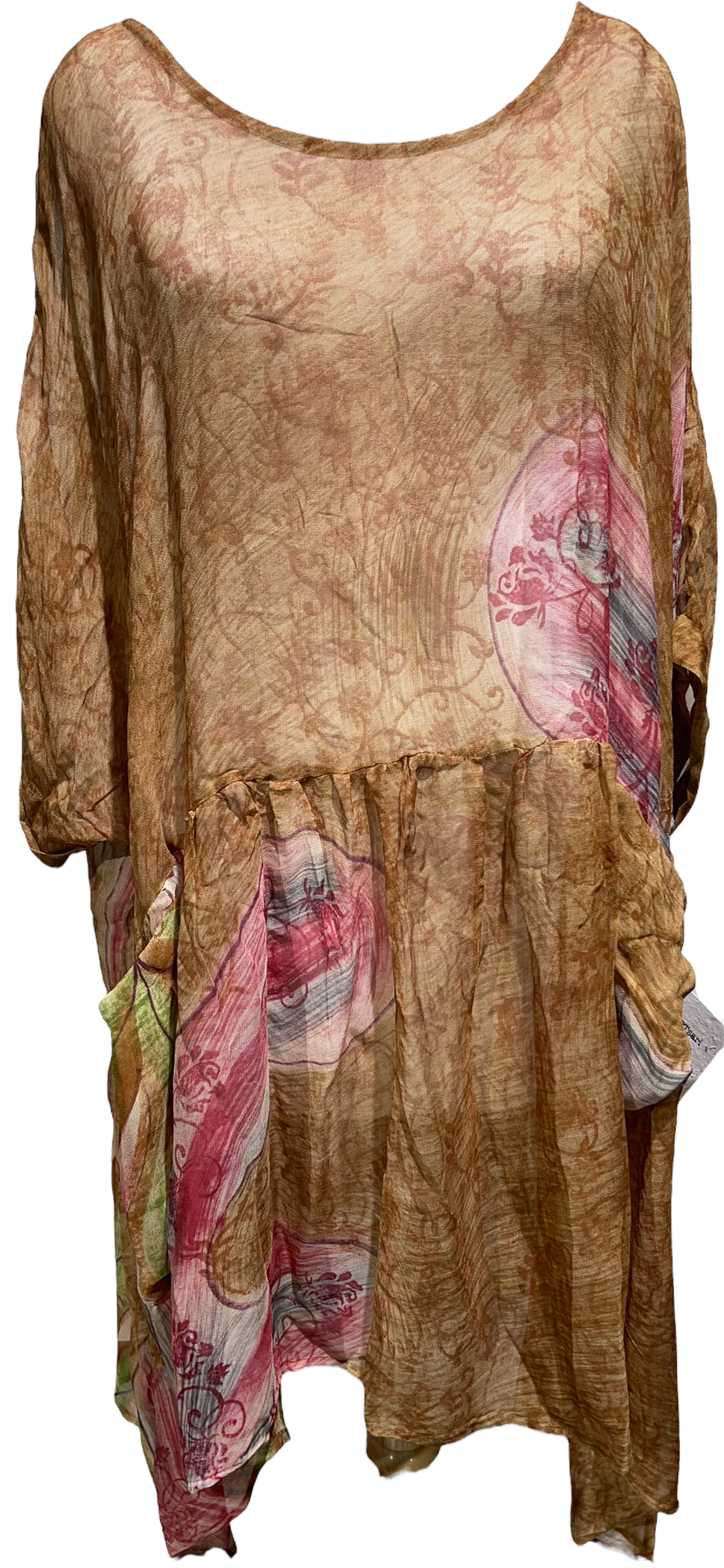 PRG2303 Eastern Alpine Mannikin Sheer Avatar Pure Silk Boxy Babydoll Dress