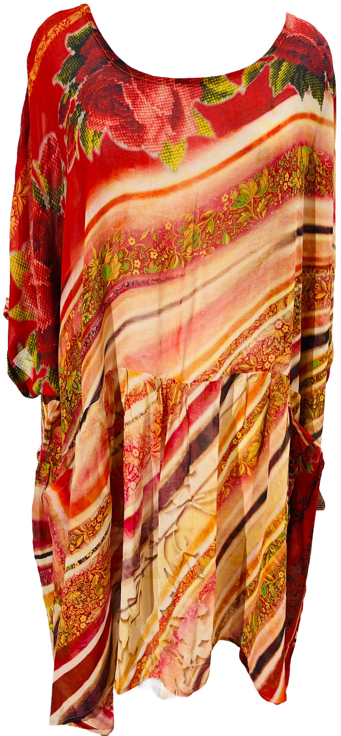 PRGM1531 Solanio Sheer Avatar Pure Silk Boxy Babydoll Dress