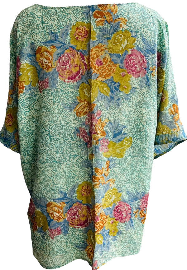 Fox Sheer Pure Silk Kimono-Sleeved Jacket with Belt