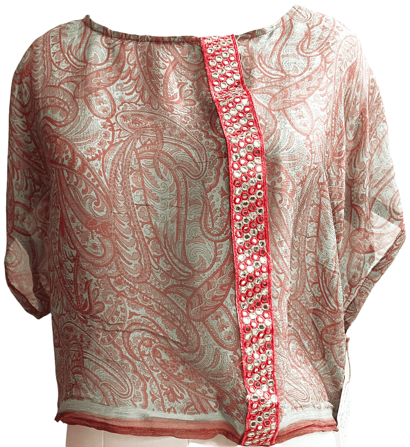 Chenaz Sheer Pure Silk Boxy Top - sariKNOTsari slow fashion bryn walker sorry not sorry linen Hamilton sustainable fashion gifts sari not sari Hamilton Fair trade  Ethical  Artisan made  Zero waste  Up-cycled Slow Fashion  Handmade  GTA Toronto Copper Pure Upcycled vintage silk handmade recycled recycle copper pure silk travel clothing hamilton vacation cruisewear resortwear bathing suit bathingsuit vacation etsy silk clothing gifts gift dress top pants linen bryn walker alive intentions kaarigar elephants