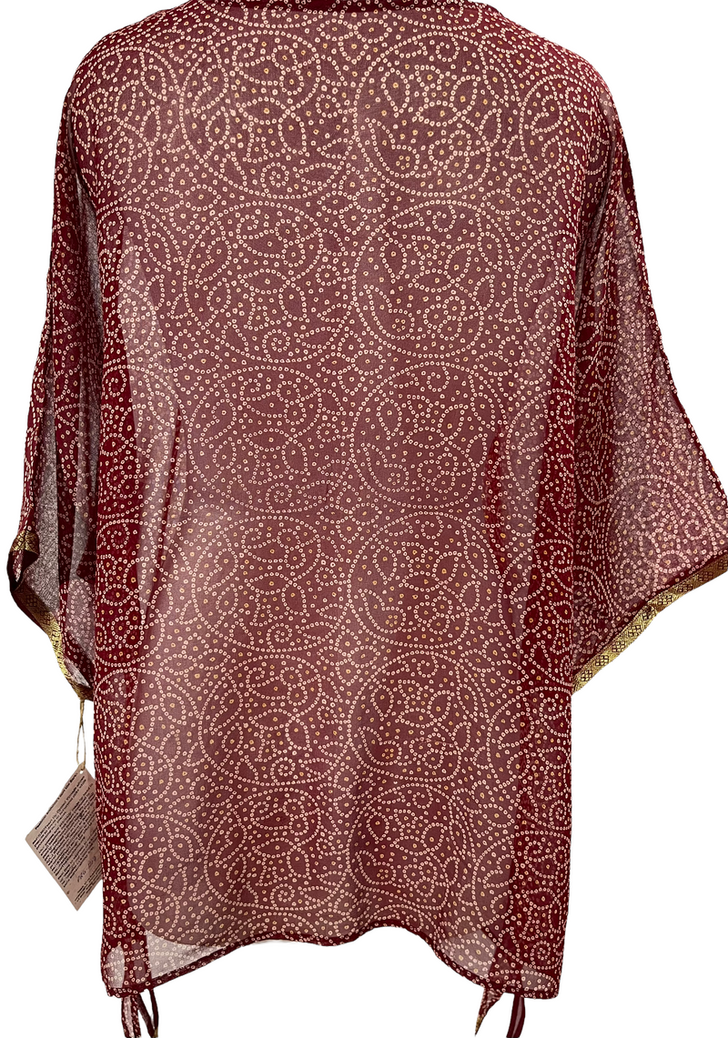 PRG1217 Polixines Sheer Pure Silk Long Tunic with Side Ties