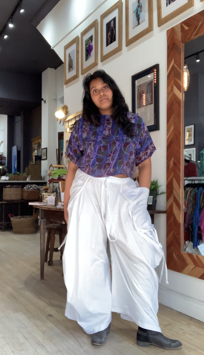 White Cotton Jersey Tashi Versatile Pants/Skirt