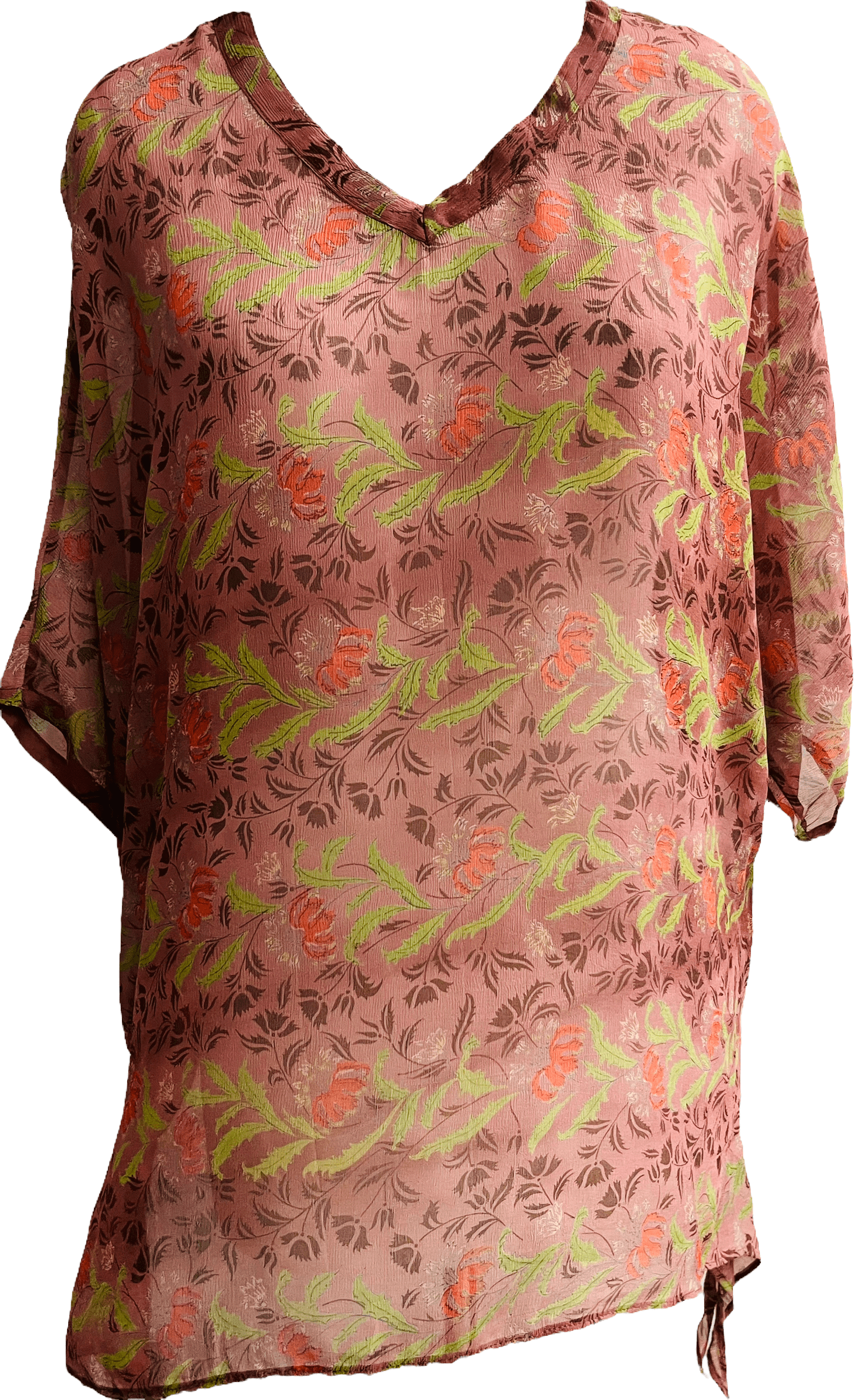 Trout Sheer Avatar Pure Silk Long Tunic with Side Ties