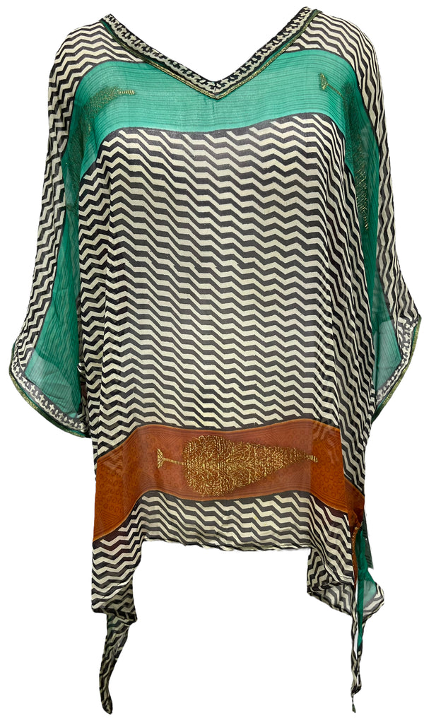 PRG3049 Joan Semmel Sheer Pure Silk Long Tunic with Side Ties