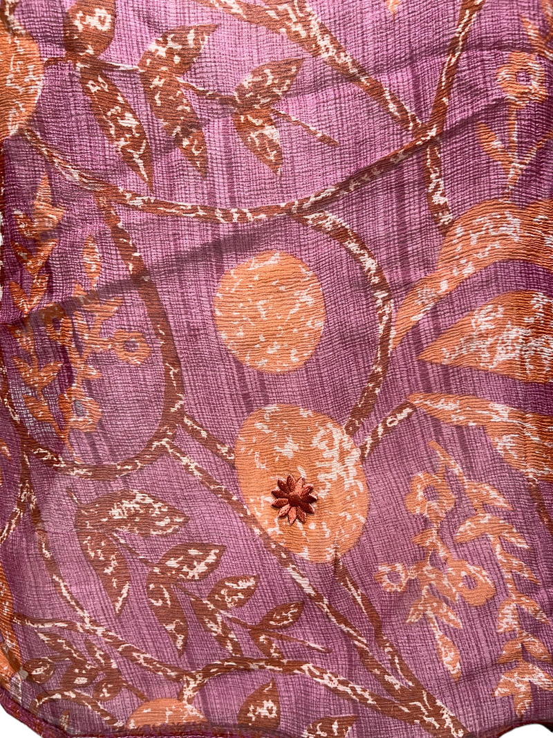 PRG927 Sheer Pure Silk Boxy Top - sariKNOTsari slow fashion bryn walker sorry not sorry linen Hamilton sustainable fashion gifts sari not sari Hamilton Fair trade  Ethical  Artisan made  Zero waste  Up-cycled Slow Fashion  Handmade  GTA Toronto Copper Pure Upcycled vintage silk handmade recycled recycle copper pure silk travel clothing hamilton vacation cruisewear resortwear bathing suit bathingsuit vacation etsy silk clothing gifts gift dress top pants linen bryn walker alive intentions kaarigar elephants