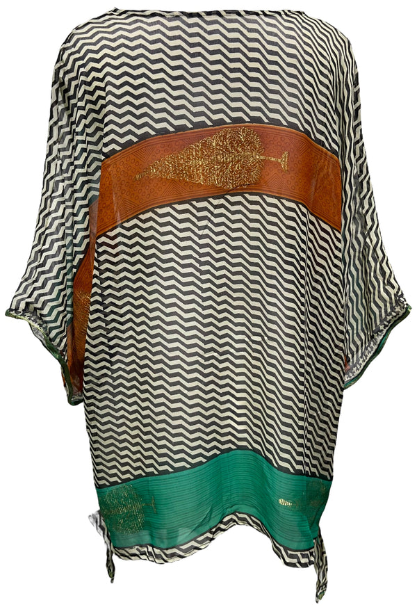 PRG3049 Joan Semmel Sheer Pure Silk Long Tunic with Side Ties