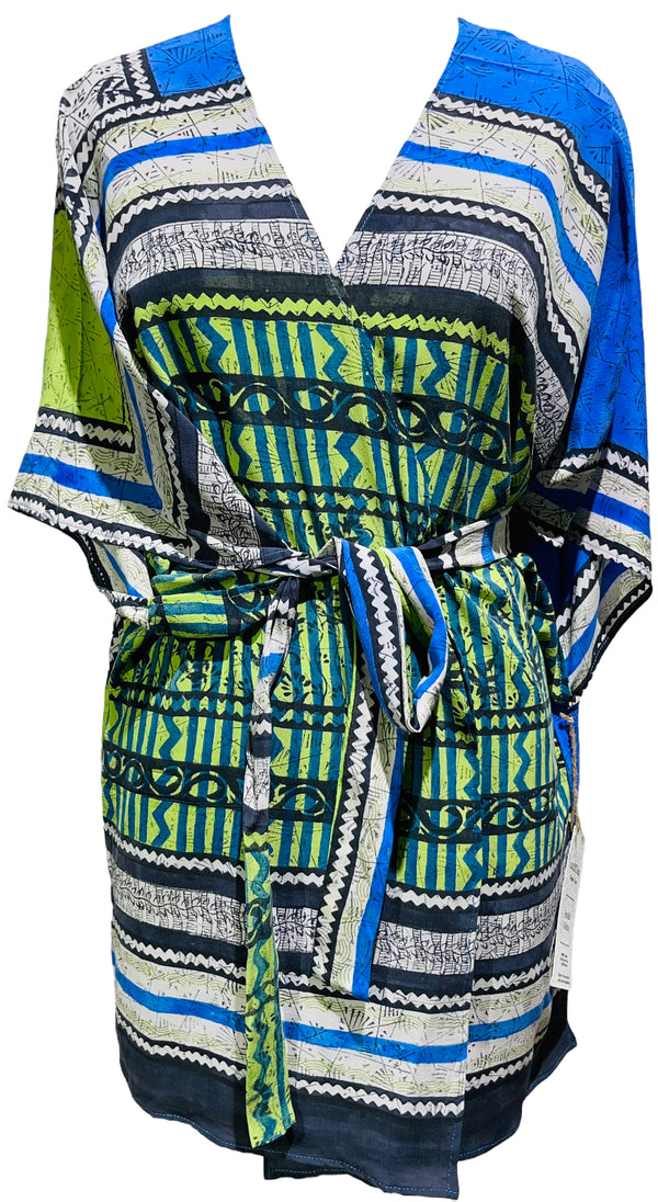PRC2765 Anna Lillian Winegar Pure Silk Kimono-Sleeved Jacket with Belt