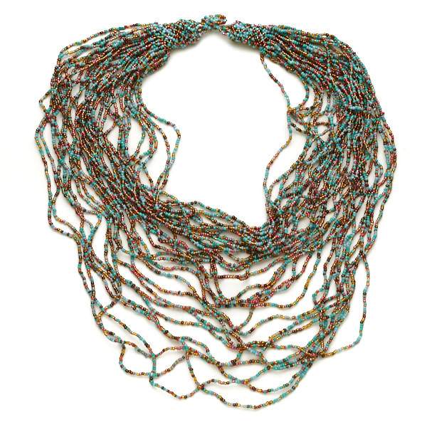Multi-Tiered Beaded Necklace - sariKNOTsari slow fashion bryn walker linen Hamilton sustainable fashion gifts sari not sari Hamilton Fair trade  Ethical  Artisan made  Zero waste  Up-cycled Slow Fashion  Handmade  GTA Toronto Copper Pure Upcycled vintage silk handmade recycled recycle copper pure silk travel clothing hamilton vacation cruisewear resortwear bathing suit bathingsuit vacation etsy silk clothing gifts gift dress top pants linen bryn walker alive intentions kaarigar elephants