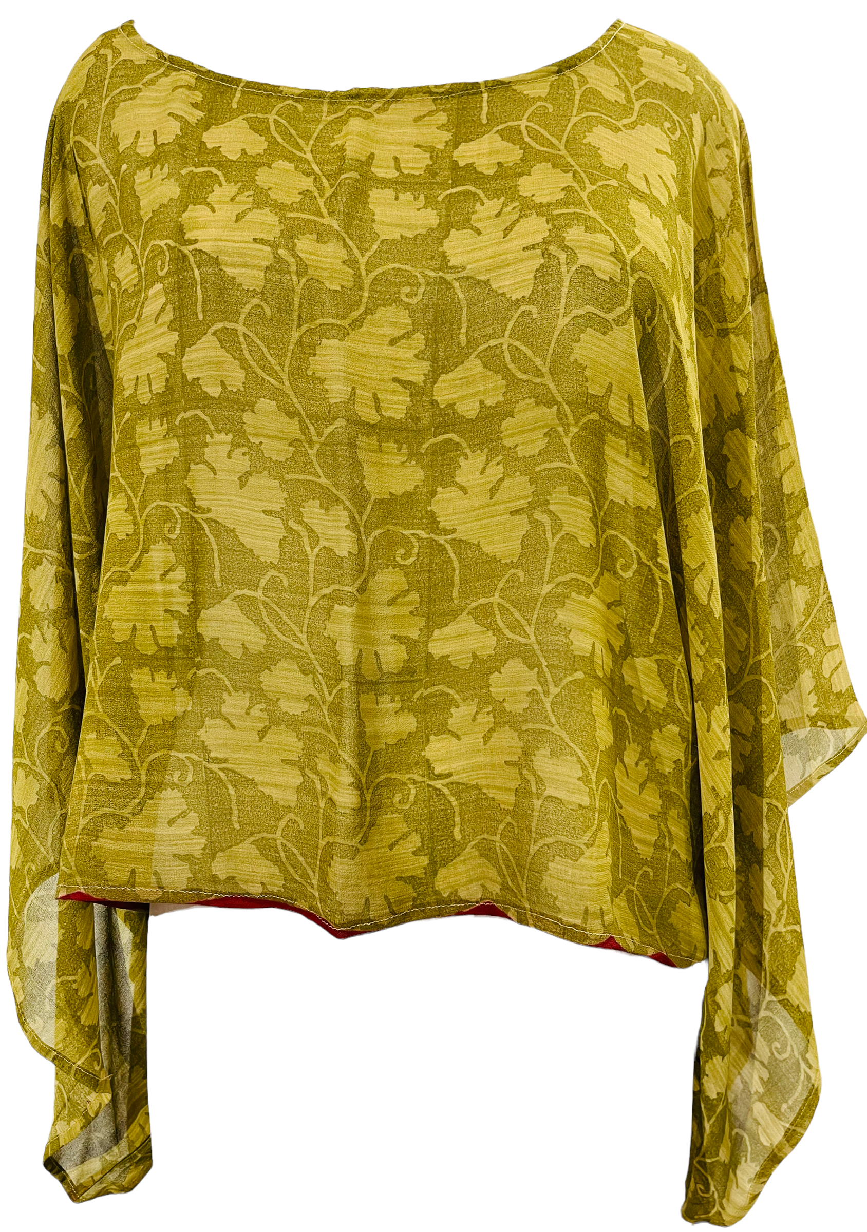 PRG1474 Corambis Sheer Avatar Pure Silk Kimono-Sleeved Top