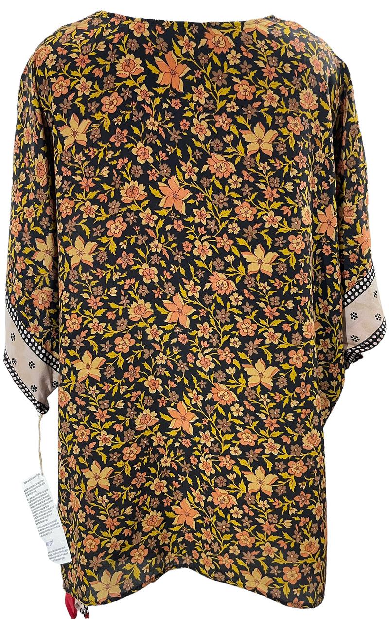 PRC1308 Friar Thomas Pure Silk Long Tunic with Side Ties