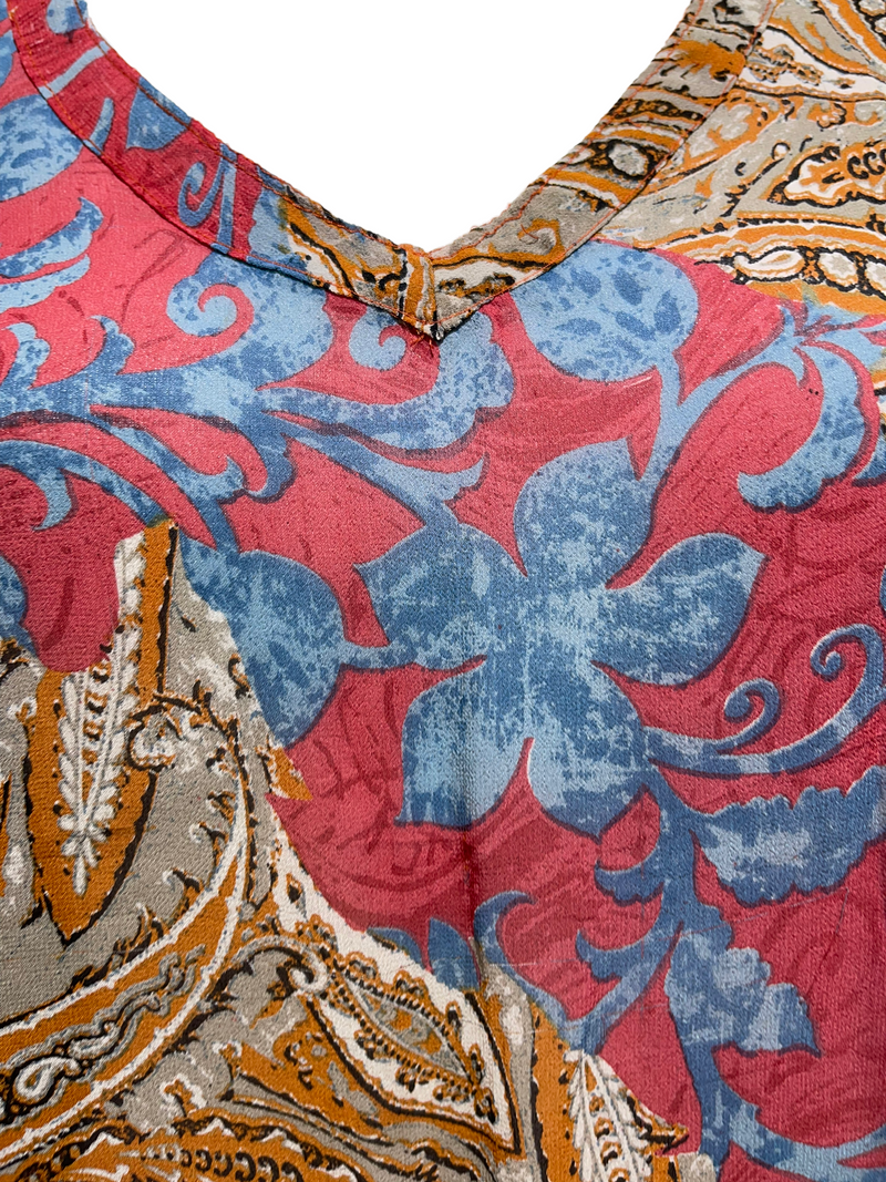 PRC2252 Genovesa Cactus Finch Avatar Pure Silk Short Kaftan Tunic