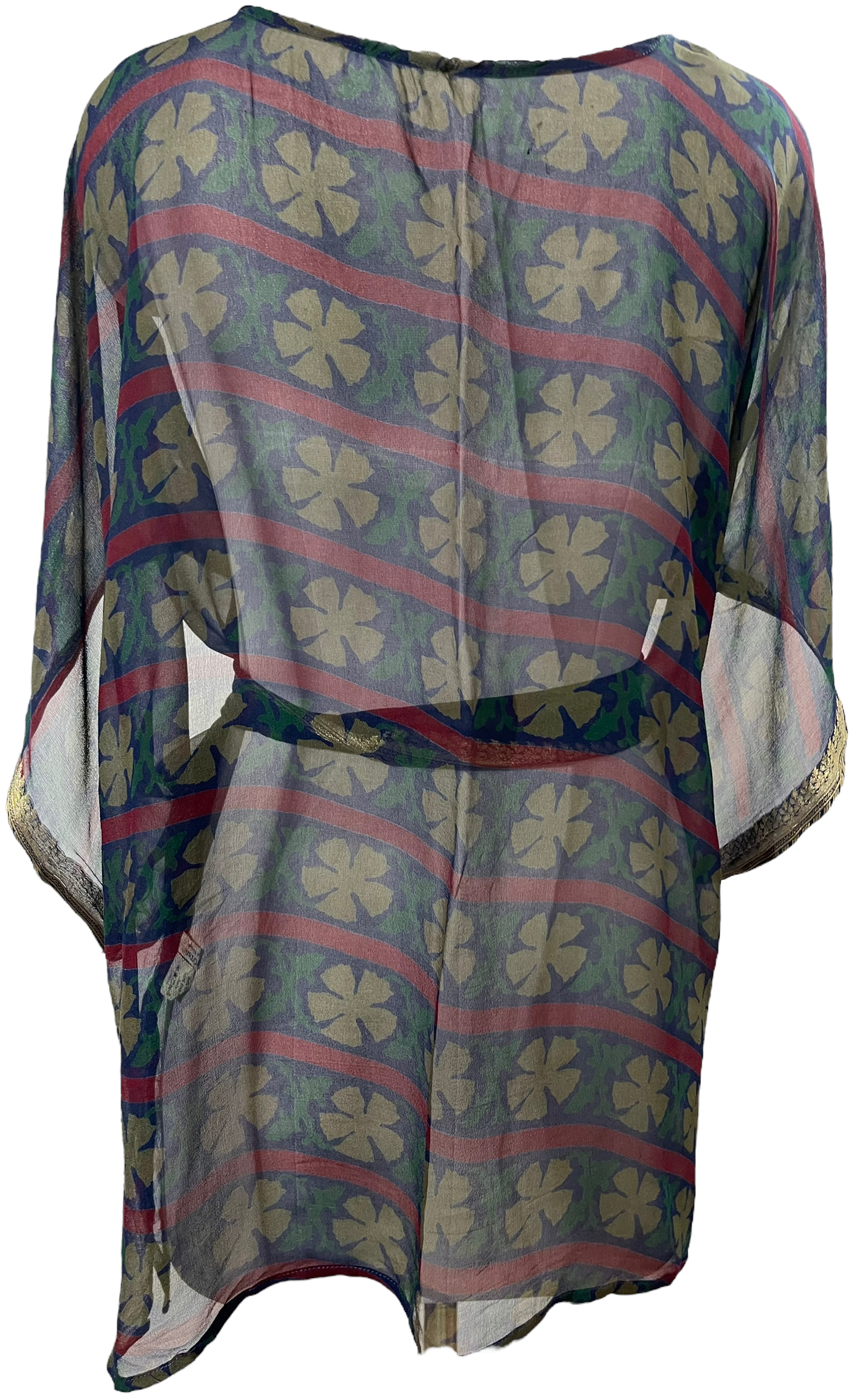 PRG1309 Doctor Butts Sheer Avatar Pure Silk Kimono-Sleeved Jacket with Belt