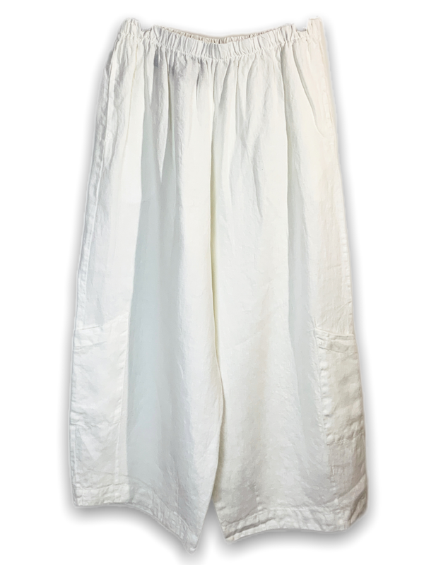 White Bryn Walker Light Linen Casbah Pants - sariKNOTsari slow fashion bryn walker linen Hamilton sustainable fashion gifts sari not sari Hamilton Fair trade  Ethical  Artisan made  Zero waste  Up-cycled Slow Fashion  Handmade  GTA Toronto Copper Pure Upcycled vintage silk handmade recycled recycle copper pure silk travel clothing hamilton vacation cruisewear resortwear bathing suit bathingsuit vacation etsy silk clothing gifts gift dress top pants linen bryn walker alive intentions kaarigar elephants