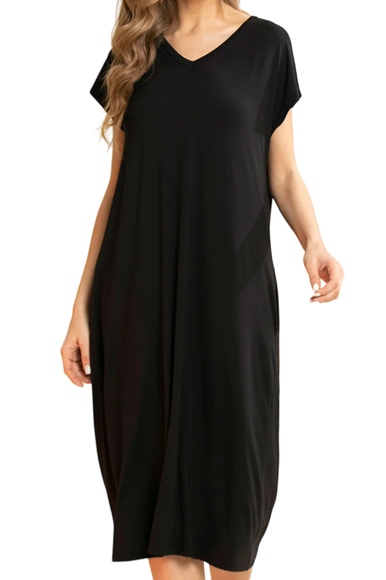 Black Bamboo Long T-Shirt Dress