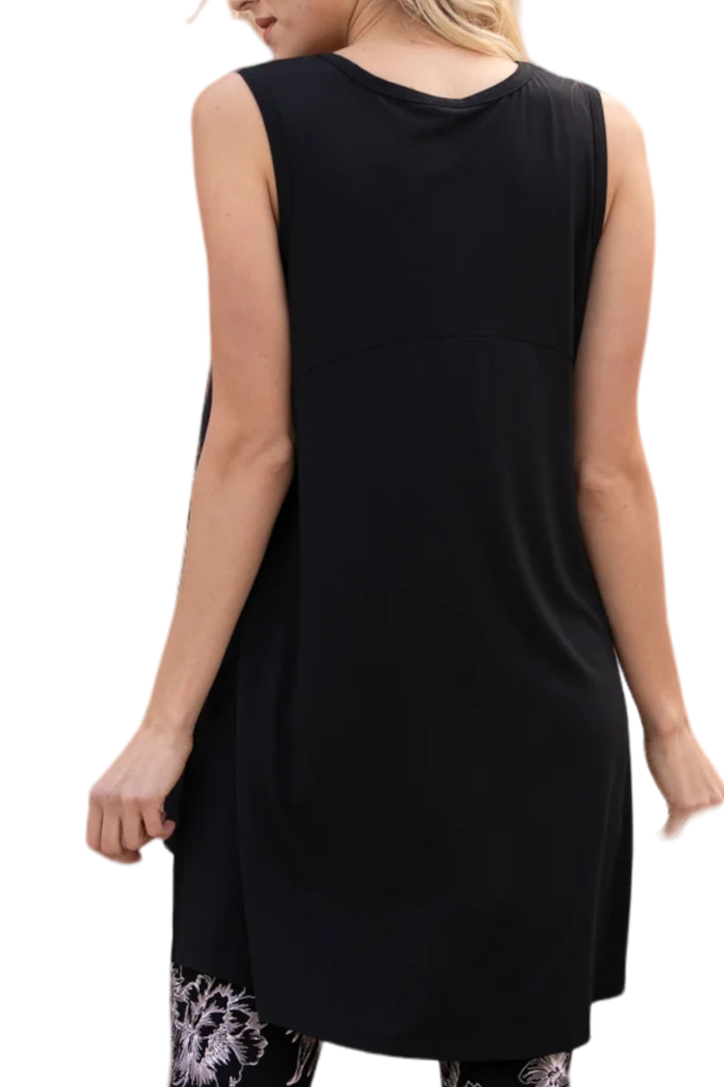 Black Bamboo Long Slit Hi Lo Tank Top