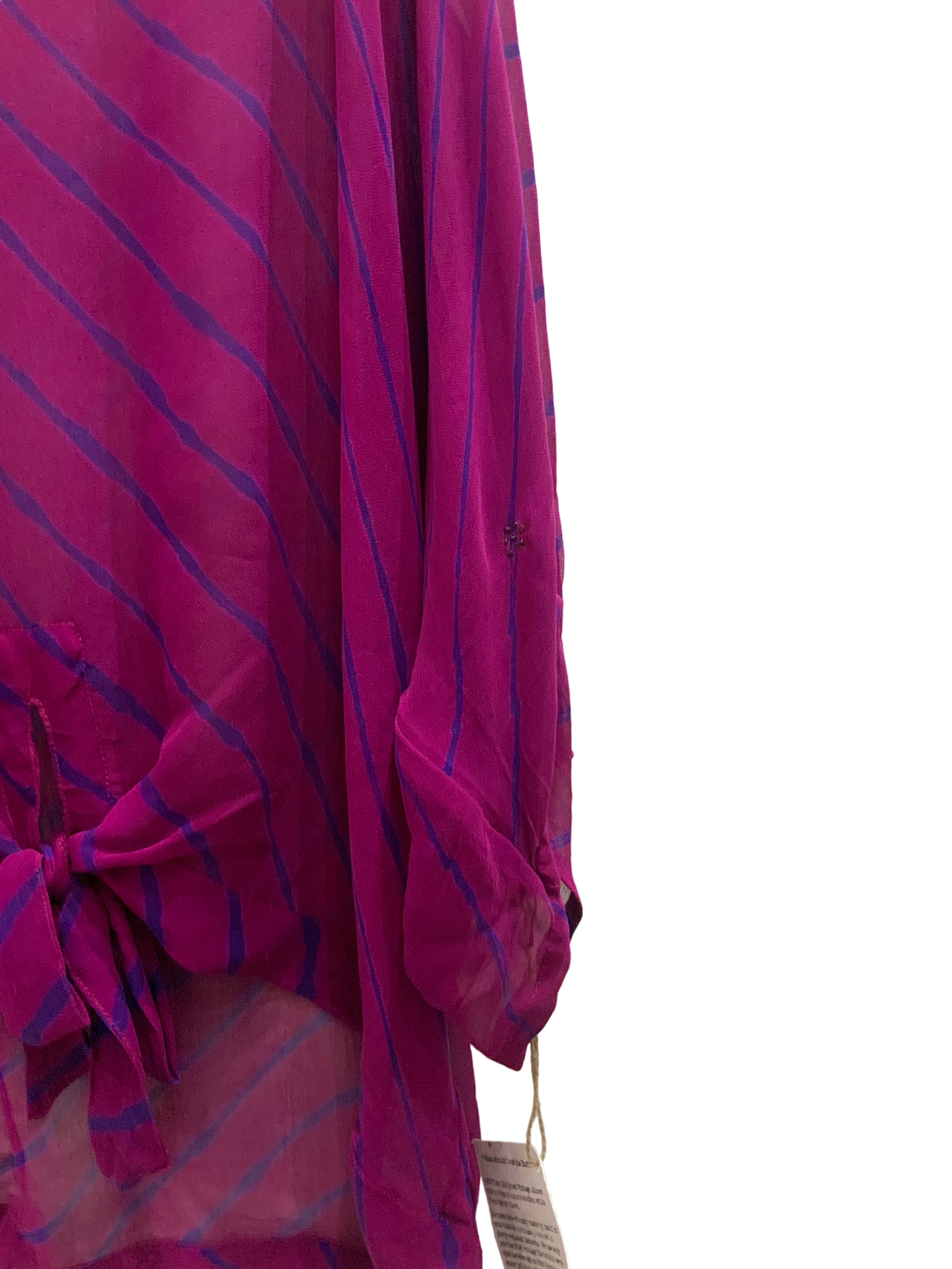 Margaret Bourke-White Sheer Avatar Pure Silk Front Tie Top