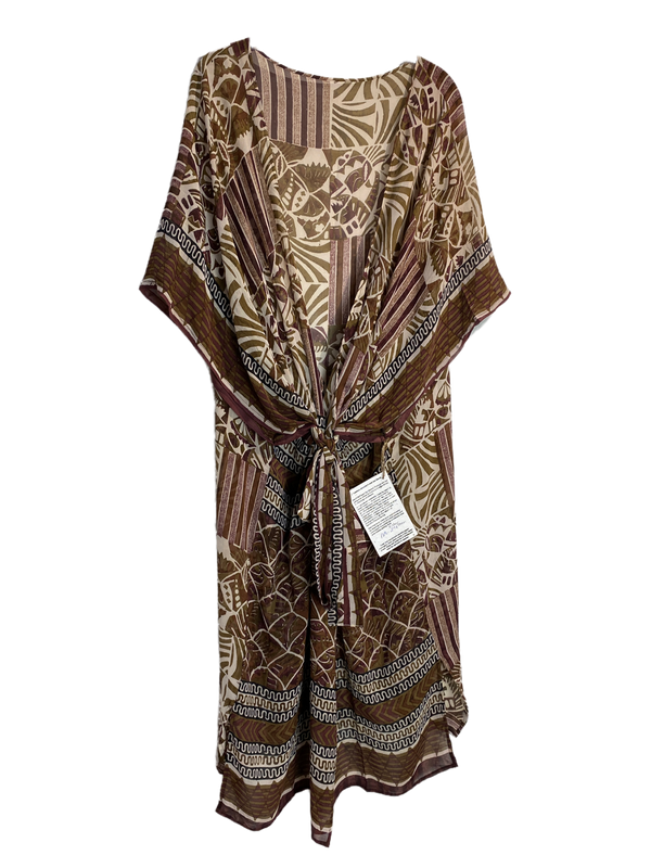 Fisher Sheer Long Avatar Pure Silk Kimono-Sleeved Duster with Belt
