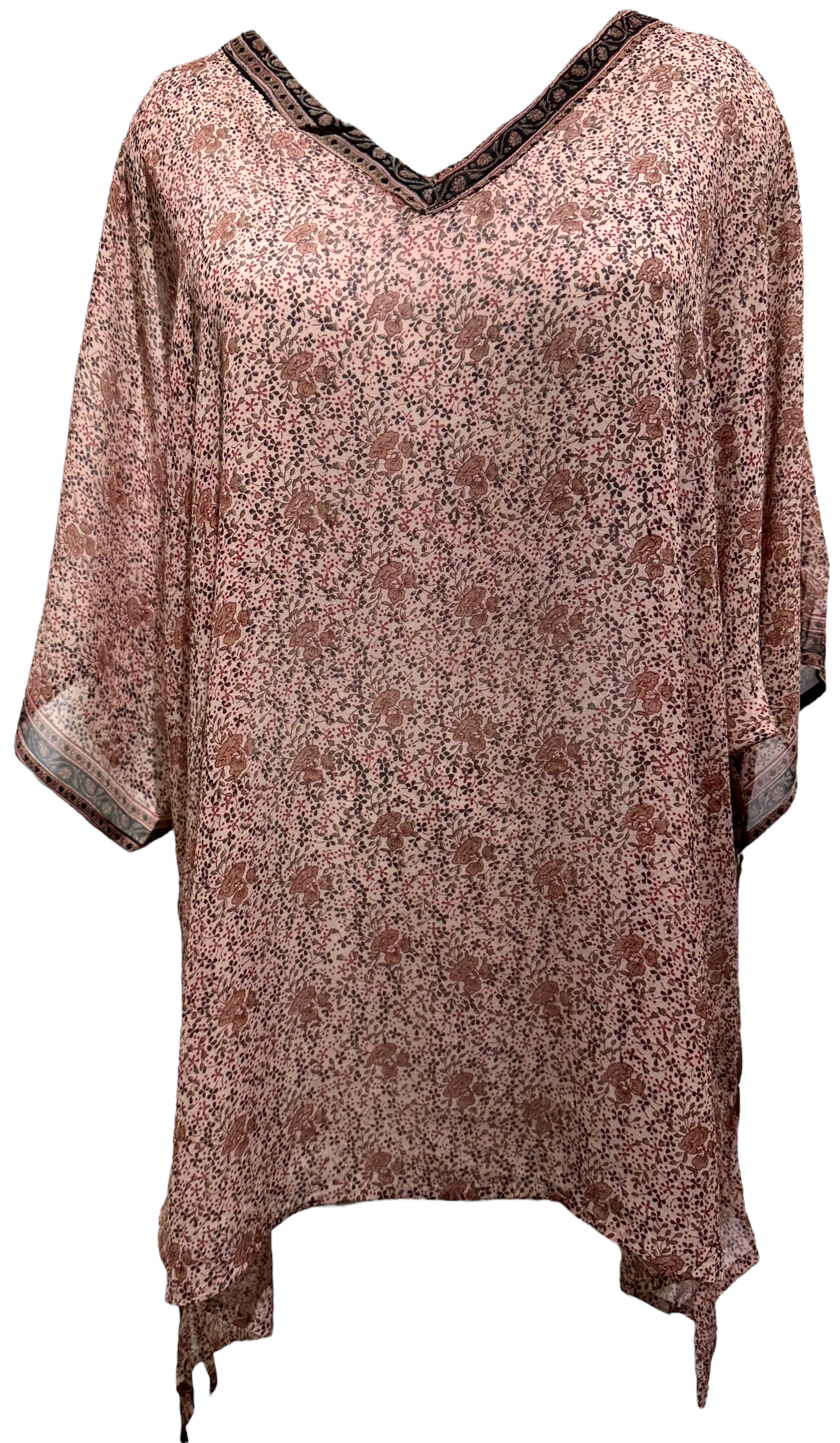 Helen Frankenthale Sheer Avatar Pure Silk Long Tunic with Side Ties