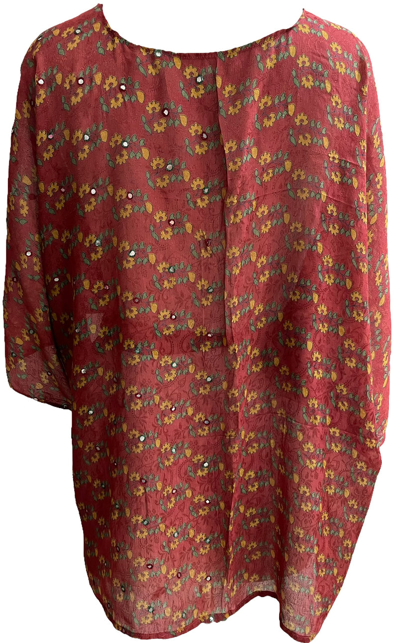 Grossglockner/Otadaonanis Sheer Pure Silk Kimono-Sleeved Jacket with Belt