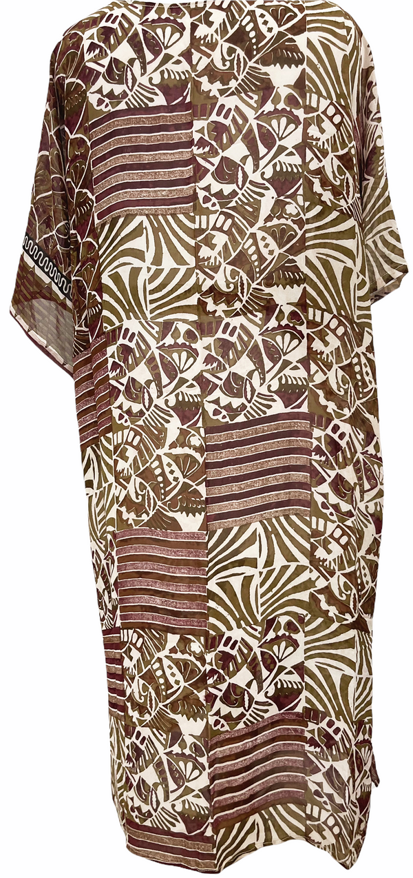 Raika Sheer Long Avatar Pure Silk Kimono-Sleeved Duster with Belt